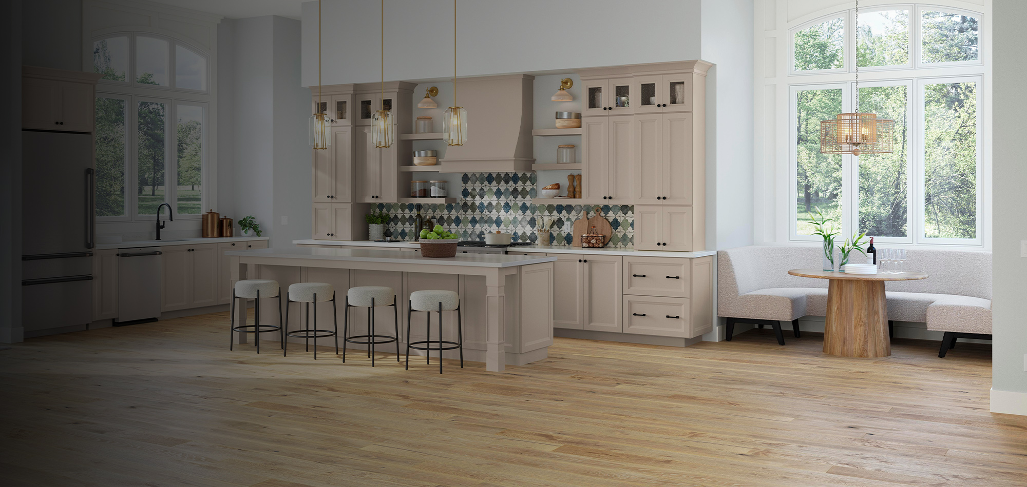 Contemporary kitchen with sleek white countertop