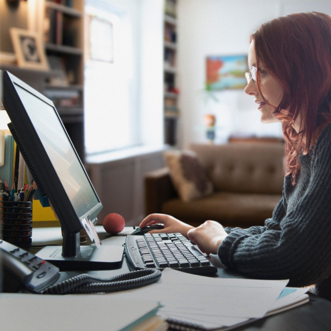 woman working on computer