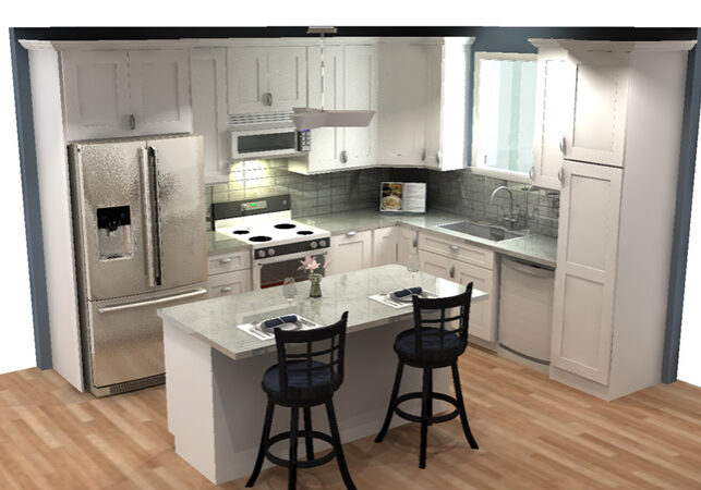 white cabinet kitchen render